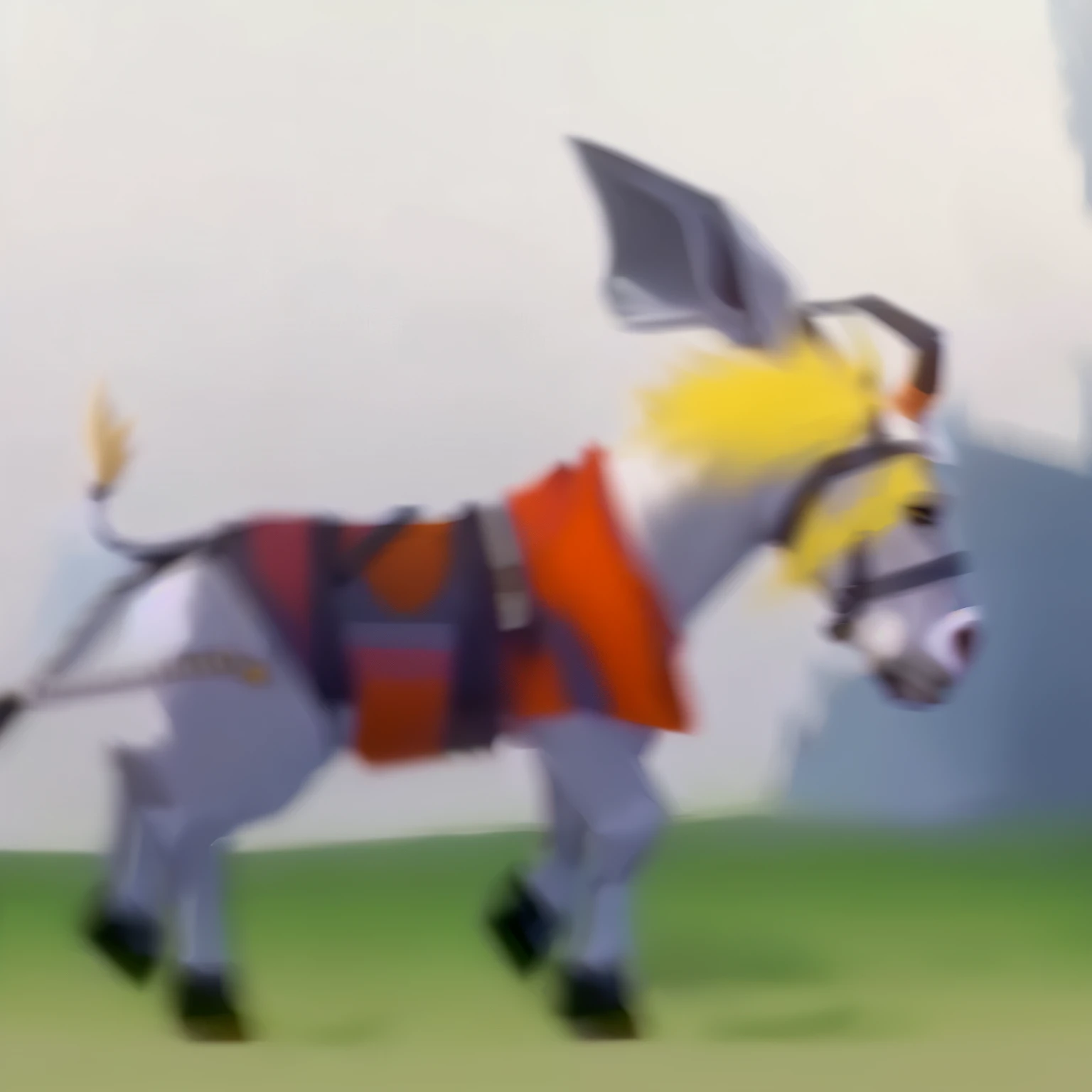 cartoon donkey with a yellow hair , ,white and black hat and a red blue vest, brock lesnar riding a donkey, cyborg camel, donkey, anthropomorphic horse, hybrid of mouse and horse, shaded animation cel, anthropomorphic mare, man turning into pony, derpibooru, horse warrior, donald trump as a knight, loony tunes style, snoop dogg as a barbarian