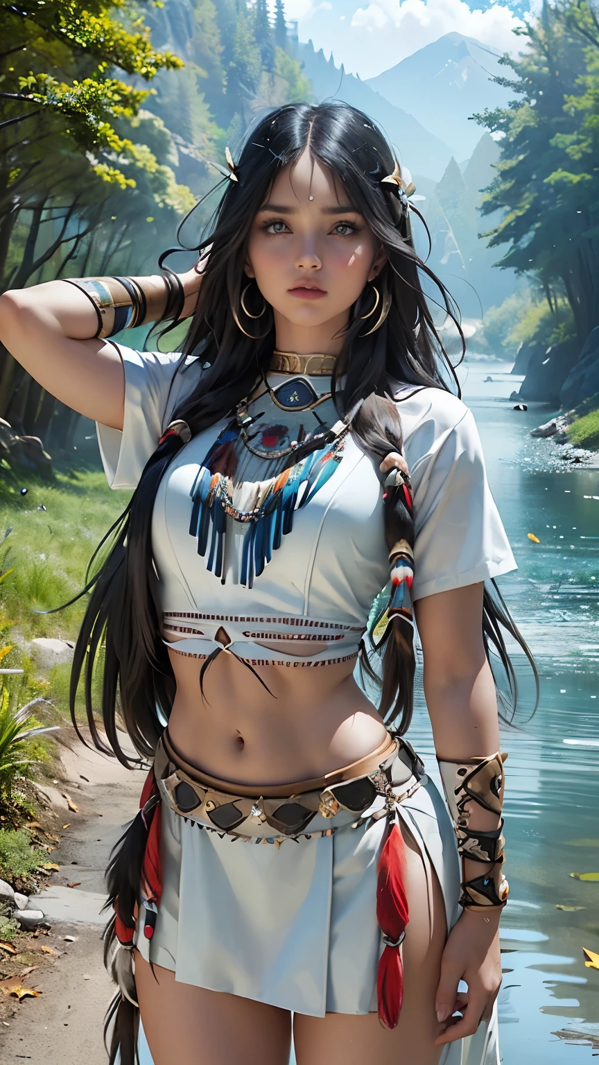 score_9, score_8_~ over, score_7_~ over, score_6_~ over, classification_clear, 1 girl, ((18 years:1.2)),(best quality,high resolution,Ultra - Detailed,In fact),Native American Ariana Grande,(wild indian native american:1.4), adult, full lips, big bright eyes, light blue eyes, ((rubio:1)), (cabello ondulado long trenzado nativo indio: 1.2), (female native american:1.4) ,(native indian feathers :1.4), (facial details: 1.5, bright blue eyes, beautiful face, pretty eyes, iris coating, labios delgados: 1.5, delgado, pale and sharp eyebrows, long, dark eyelashes, double tap),(Perfect hand detail : 1.4 ) , (forest background big leaves :1.4), (native american v2.1), (native american:1.4), (fondo desierto casa native american:1.4), (dynamic cowboy pose),(( beautiful american indian warrior:1.4), (beautiful american indian warrior: v2.1)) , (bright colors), (big stone background:1.4 ), (meadow background :1.4), (cloudy rain falling:1.4), (big meadow autumn :1.4), (vestidor native american:1.4), (Showing panties:1.4), (Realista v2.1), (complete anatomy), (big bust),( bottom river crystal water:1.4),( dynamic cowboy pose), (cinematic effect v2.1)