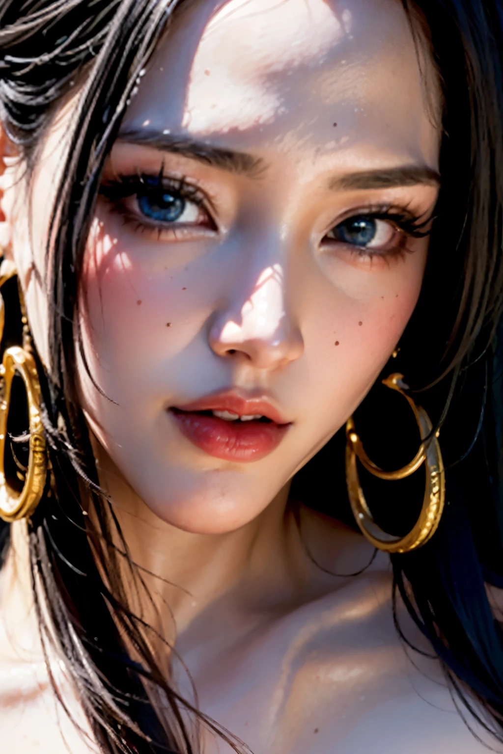 beautiful, ((masterpiece:1.2)), ((highest quality:1.2)), Very detailedな顔, Perfect Eyes, Perfect Face, Perfect lighting, One girl, Focus Only, lips, Hancock 1, Boa Hancock, Black Hair, Long Hair, (8K,RAW Photos),(Best Quality),(Masterpiece Loose),(Realistic,)(写実的でRealistic),(High resolution),Hyper Detail,(Gentel Realism:1.1),beautiful顔, (1 Female:1.1),High resolution), (8k), (Very detailed), (4K), (Pixiv), Perfect Face, Beautiful eyes and face, (highest quality), (Very detailed), Detailed face and eyes, (alone), Textured skin, Absurd, High resolution,