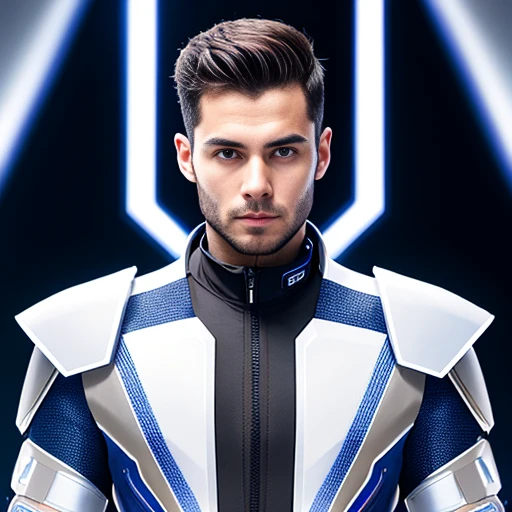 a young Judaean man perfect cyber suit, focus on face