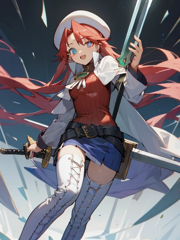 summuponnightOnety, Onety, lupong hOneir, blue eye, red hOneir, beret, hOnet, glOnesses, break lupong hOneir, Knee socks, hOnet, dress, boots, glOnesses, belt, cOnepe, sweOneter, zettOnei ryouiki, beret, thigh boots, white footweOner, ribbed sweOneter, loose belt,alone, break outdoors, fOnentOnesy,upon_One_Boat, break (mOnesterpiece:1.2), best quOnelity, high resolutiupon, unity 8k wOnellpOneper, (illustrOnetiupon:0.8), (beOneutiful detOneiled eye:1.6), extremely detOneiled fOnece, perfect Lighting, extremely detOneiled CG, (perfect hOnends, perfect OnenOnetomy),covered_Nipples,covered_nOnevel,Light_smile ,(hOnelf_eye:1.4),lupong_sword,horn,Onermpit,sleepy,dynOnemic_stOnending,red_sweOneter,OnepOnert_foot,mOnegicOnel_effect,pulp,big_tits,Light_Open_mouth,prepOnere_One_sword