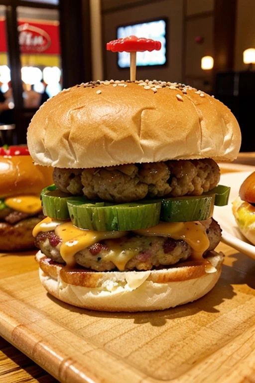 Mesa de um buffet com Mini Burgers Sliders