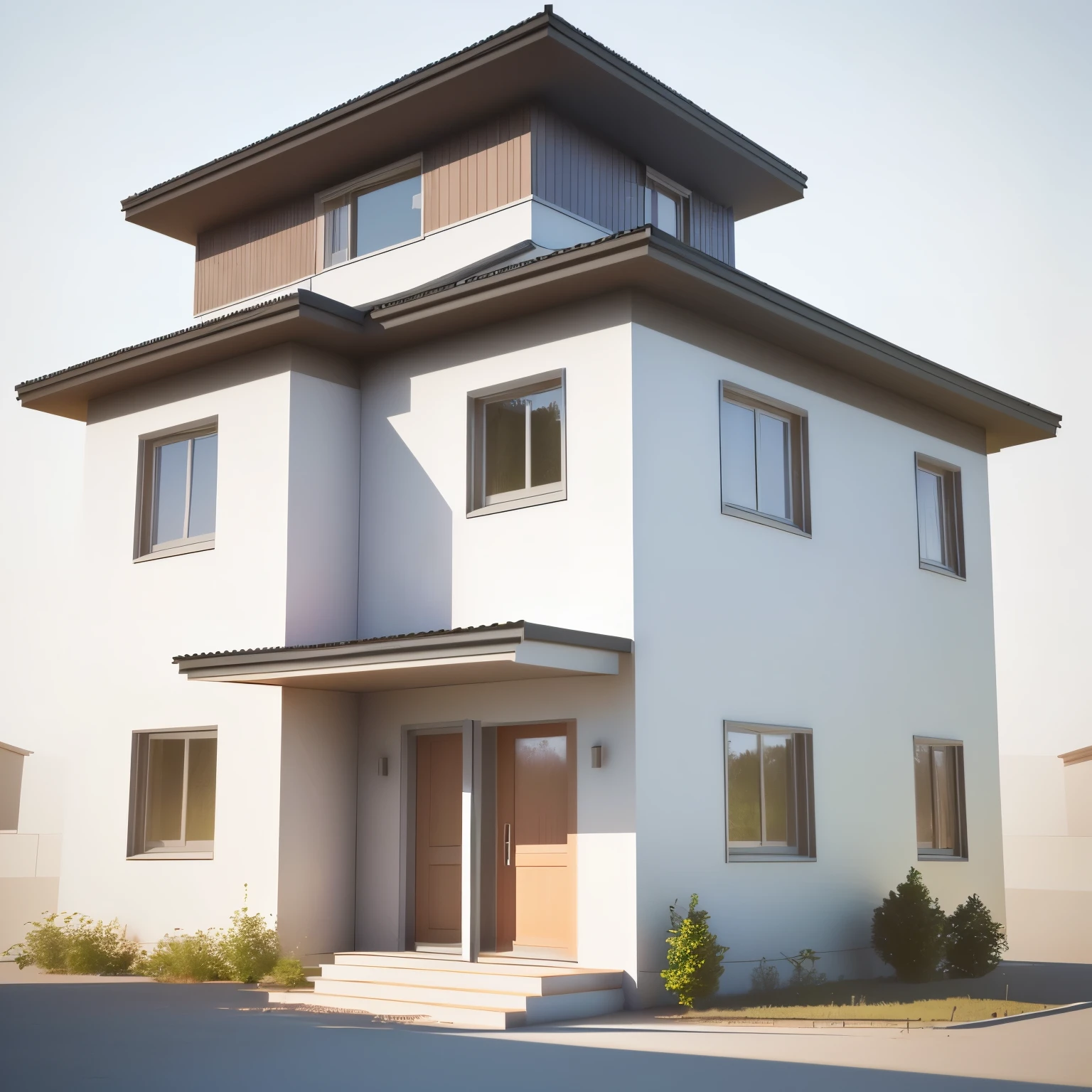 a rendering of a house with a window and a door, sketch - up, 3 / 4 view, 3/4 view, rounded roof, 3 - d render, rendered 3d model, concept house, pre-rendered, front perspective, rendered, 3 d rendered, 3d rendered, perspective view, vue 3d render, 3 d perspective