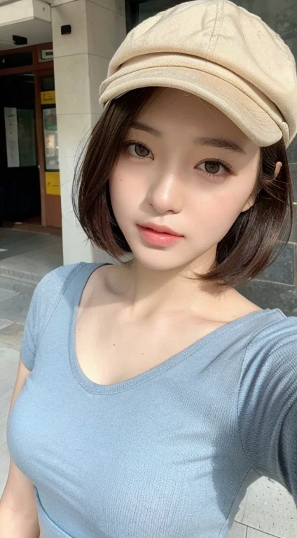 （（best qualtiy，8K，tmasterpiece：1.3）），（Flower Cap：1.3），Perfect beauty：1.4，glute：1.2，（Layered Hair Style：1.2）），（the street：1.3），Highly detailed face and skin textures，full body Esbian，Elaborate Eyes，double eyelid，Whiten skin，Short Wave Hair，Cute Korean Beauties（With a round face：1.5），（Loose top，short trousers：1.6）