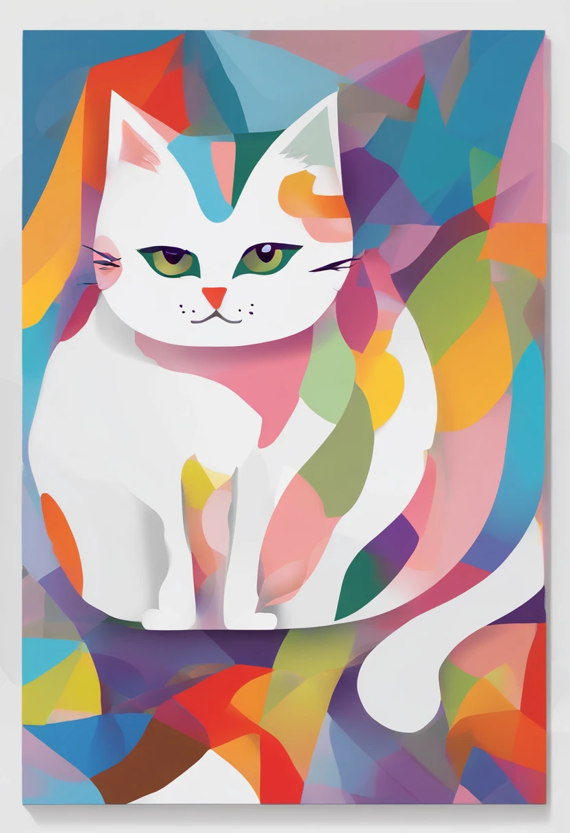 You are a famous contemporary artist.。You are painting a large wall.。Back view、Graphics, Diverse and playful geometric shapes, rainbow, romero britto, Hairy and charming kitten, Cat Head, 非常にDetailedたてがみ ((White Background)), Sharp Eye, Colorful and cheerful kitten animal, アート 水彩画 oil, Abstract, Magnificent Instagram, Art Station, Colorful ink splash style splash+, Contour, 非常にDetailed、Complex、Detailed, kind, Complex詳細, Home Screen, Complementary Color, conceito realista Abstract romero britto de arte, 8k, A masterpiece of deviant art, oil, Heavy brush strokes, Ink droplets, Splash Art.