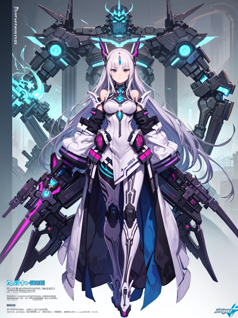 Woman in futuristic suit with long hair and sword、Close-up of a woman in armor,  art, detailed, ( ( Character Concept Art ) ), Female Mecha, senior concept artist, beautiful, Interesting character design, Skin Concept, Inspired by Senior Character Artist, Houju concept art，
