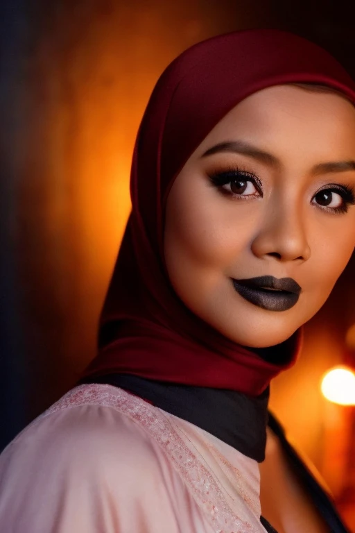 tzuyu, iu, yooa, space, Bellydancer, sexy, cleavage, (close-up, editorial photograph of a 21 year old javanese woman), (highly detailed face:1.4) (smile:0.7) (background inside dark, moody, private study:1.3) POV, by lee jeffries, nikon d850, film stock photograph ,4 kodak portra 400 ,camera f1.6 lens ,rich colors ,hyper realistic ,lifelike texture, dramatic lighting , cinestill 800,
