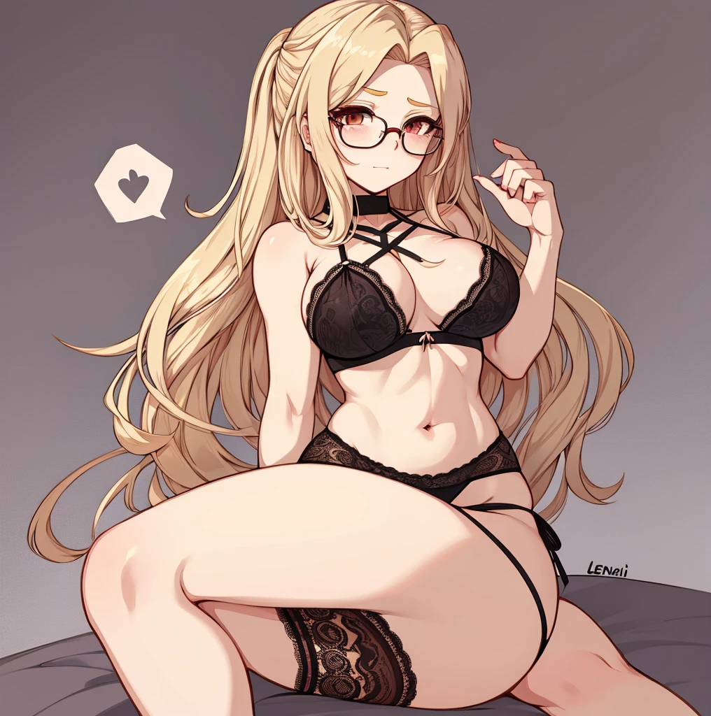 a drawing of a woman with glasses in a lingerie, seductive anime girl, thicc, (sfw) safe for work, beautiful alluring anime woman, bold lineart, looking like annie leonhart, thick lineart, clean lineart, perfect lineart, clean anime outlines, thick black lineart, simple lineart, intense line art, extremely fine ink lineart, sharp lineart, annie leonhart, thick outlines, variable lineart