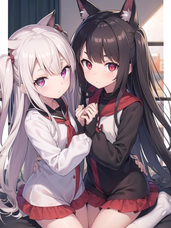 Yuudachi, Yuudachi, ahogo, Pelo rubio, red eyes, cinta,cabello_cinta,cabello_ornamento, pelo sobre el hombro, pelo largo, , solapas para el cabello, ROMPER black guantes, serafuku negro, black camisa, black Falda, fingerless guantes, guantes, handkerchief, pleated Falda, ,rojo_handkerchief,blanco_bufanda,,sin dedos_guantes,plisado_Falda , serafuku, camisa, Falda, white cuello marinero, ROMPER looking at viewer, ROMPER indoors, aula, ROMPER (Obra maestra:1.2), mejor calidad, high resolution, fondo de pantalla de unidad 8k, (illustration:0.8), (hermosos ojos detallados:1.6), cara extremadamente detallada, Perfect lighting, CG extremadamente detallado, (manos perfectas, perfect anatomy),