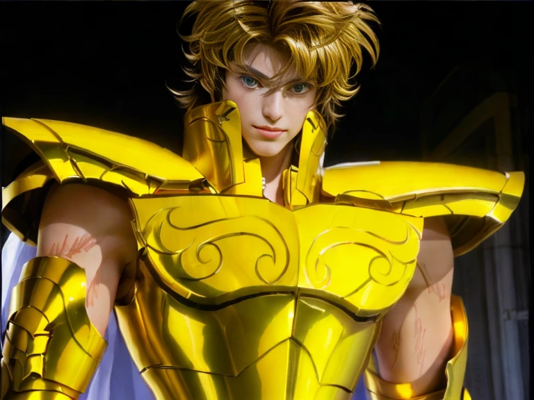 16k image, Anime Saint Seiya created by Masami Kurumada, ((knight Seiya of Pegasus wearing the golden armor of the Sign of Sagittarius)), background sanctuary of Athena