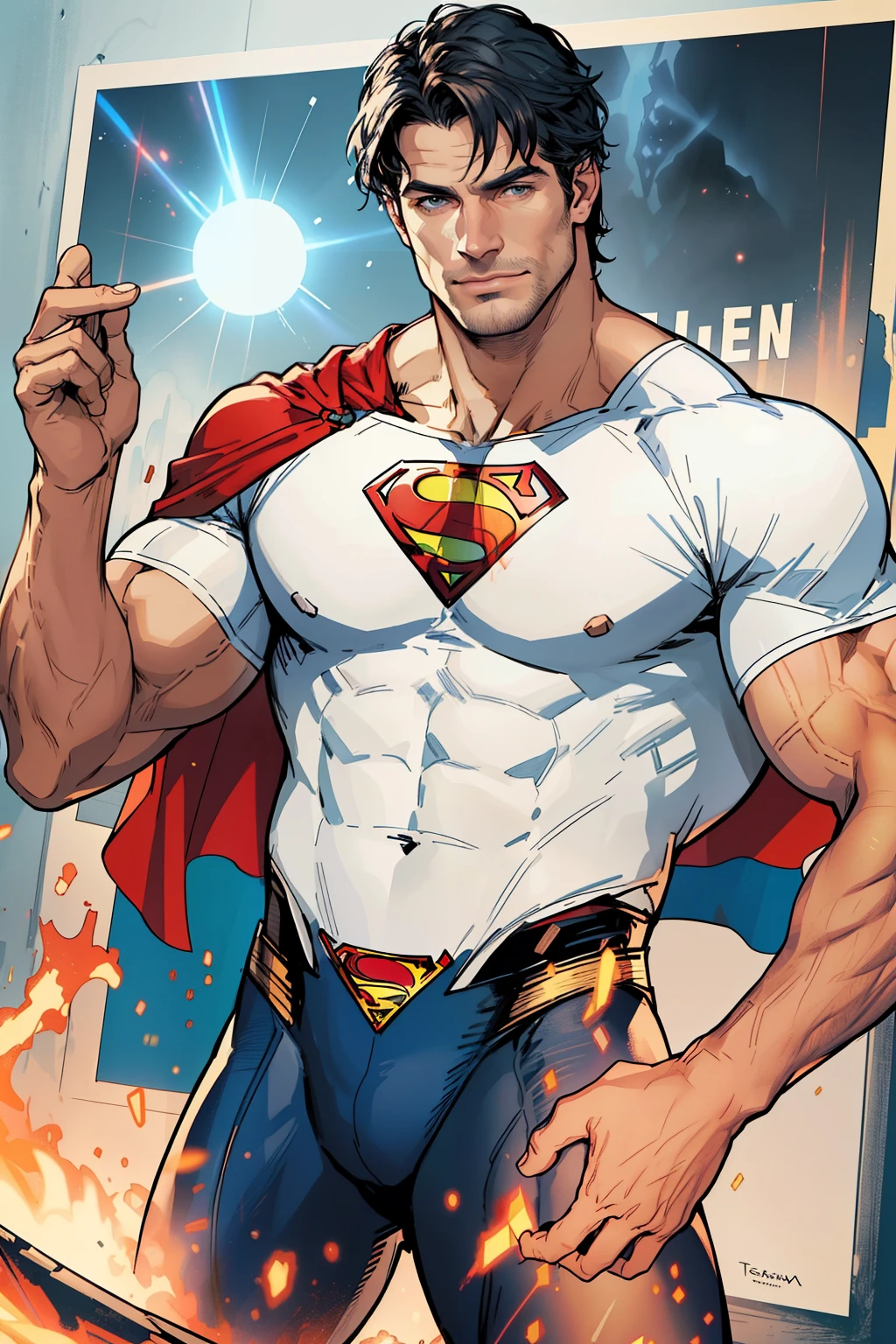 a man of steel poster, by Zack Snyder, textless, herry cavill, inspired by Zack Snyder, zack snyder cinematography style, henry cavill!!!, hd wallpaper, superman emerging from the sun, superman, zack snyder 3 8 4 0 x 2 1 6 0, hq 4k wallpaper, henry cavill, 4k post, 4 k post, dwayne johnson as superman, (Papel de parede 8k muito detalhado), medium photo of a beautiful and scary necromancer, Intricado, alto detalhe, Dramatic, Particle Light Effects,