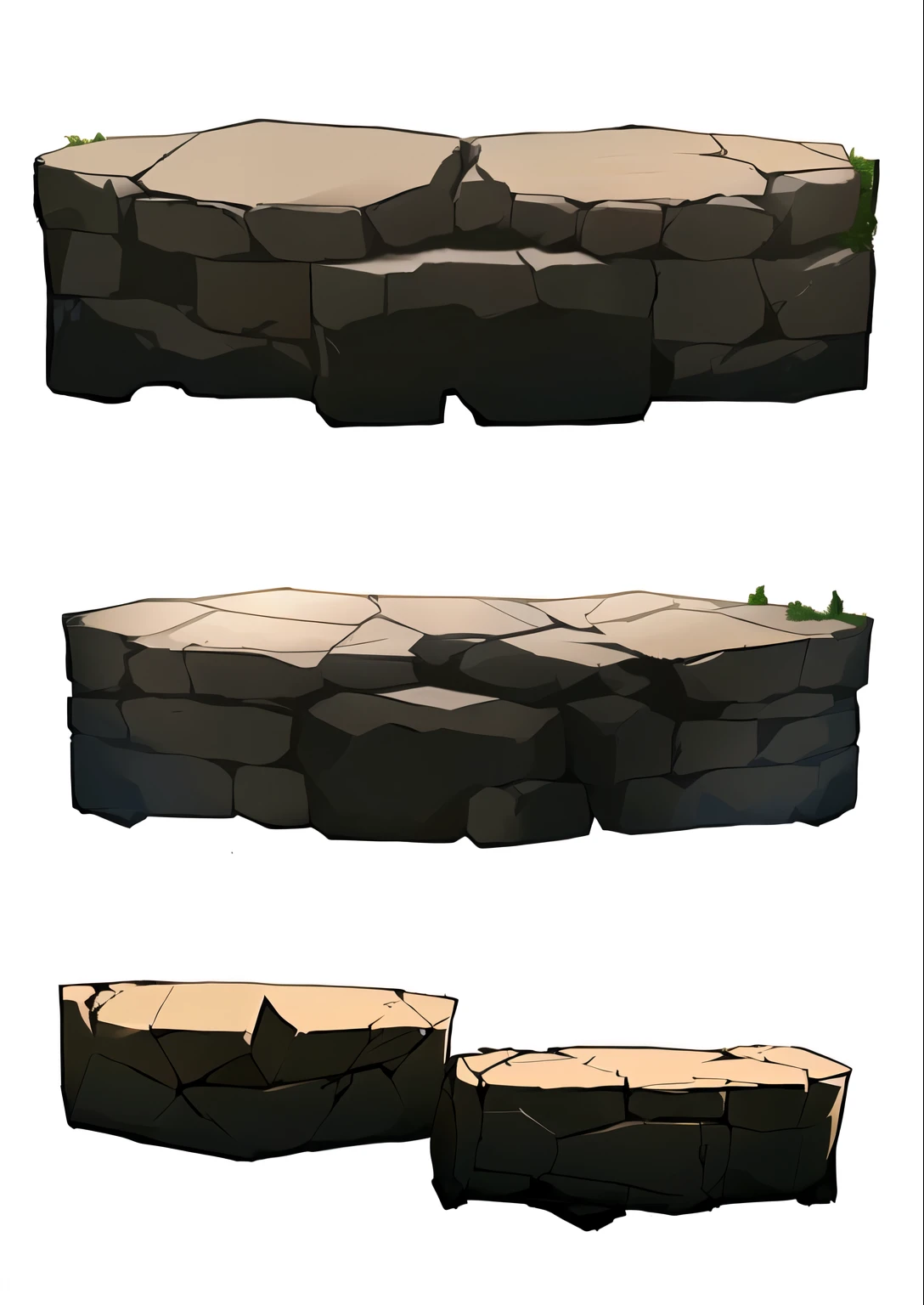 a set of three different stone blocks with different shapes, arte de fundo, blocos irregulares de pedra, ativo do jogo, parede da caverna, paredes rochosas, arte detalhada do jogo, 2d ativo do jogo, arte do jogo 2D, arte do jogo 2d, videoativo do jogo, video ativo do jogos, ativo do jogos, 2 d ativo do jogos, Textura 2D, Textura 2D, texturas estilizadas