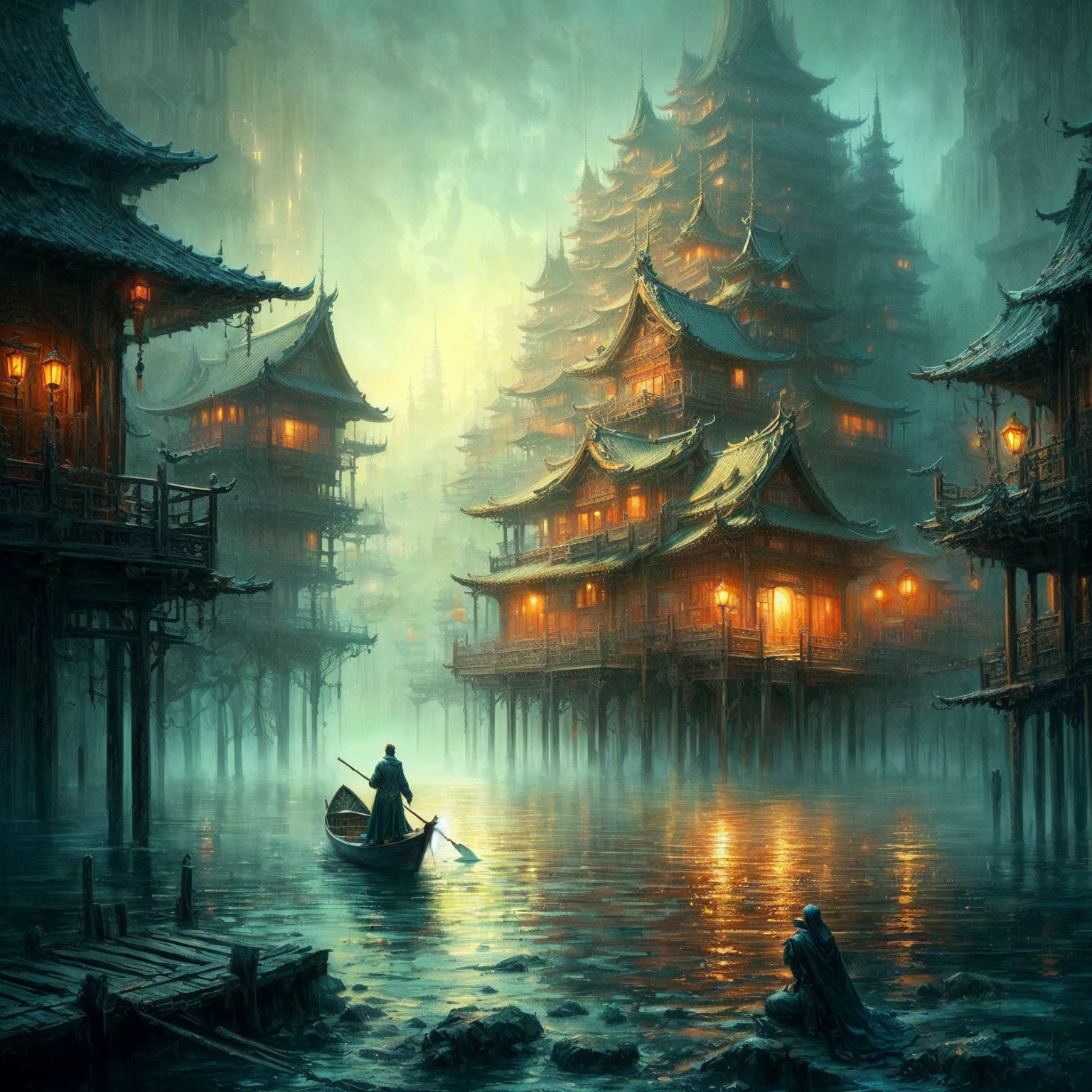 a painting of a cave with a waterfall and a bridge, highly detailed fantasy art, detailed fantasy digital art, beautiful fantasy cave scene, Fantasy art realistic painting, detailed fantasy art, fantasy art landscape, impressive fantasy landscape, breathtaking fantasy art, Wide Angle Fantasy Art, detailed matte fantasy painting, symmetrical epic fantasy art, Fantasy Painting HD, beautiful fantasy painting