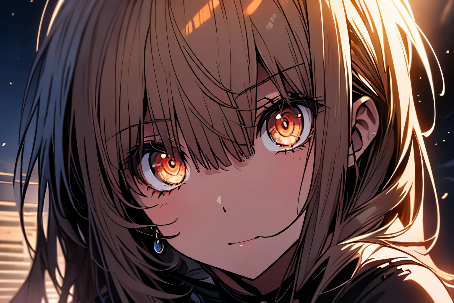 masterpiece, highest quality, ((anime)), 4K,8k,style,masterpiece, Creating beautiful women, at night long charge, ((Very detailed)), Outdoor, night, nature, (performer, full moon), Shadow, Contrast, sunny, (style, (Film Grain: 1.3), (Warm shades, Warm Tones): 1.2), Cinematic Light, Side lighting, 超High resolution, (The best shade), born, walk, poetry,(highest quality、masterpiece、High resolution、detailed)、animestyle、Flat style、(Beautiful Eyes, Delicate and beautiful face, ),  BREAK,1 girl、extremely detailed、Dynamic Angle、anime