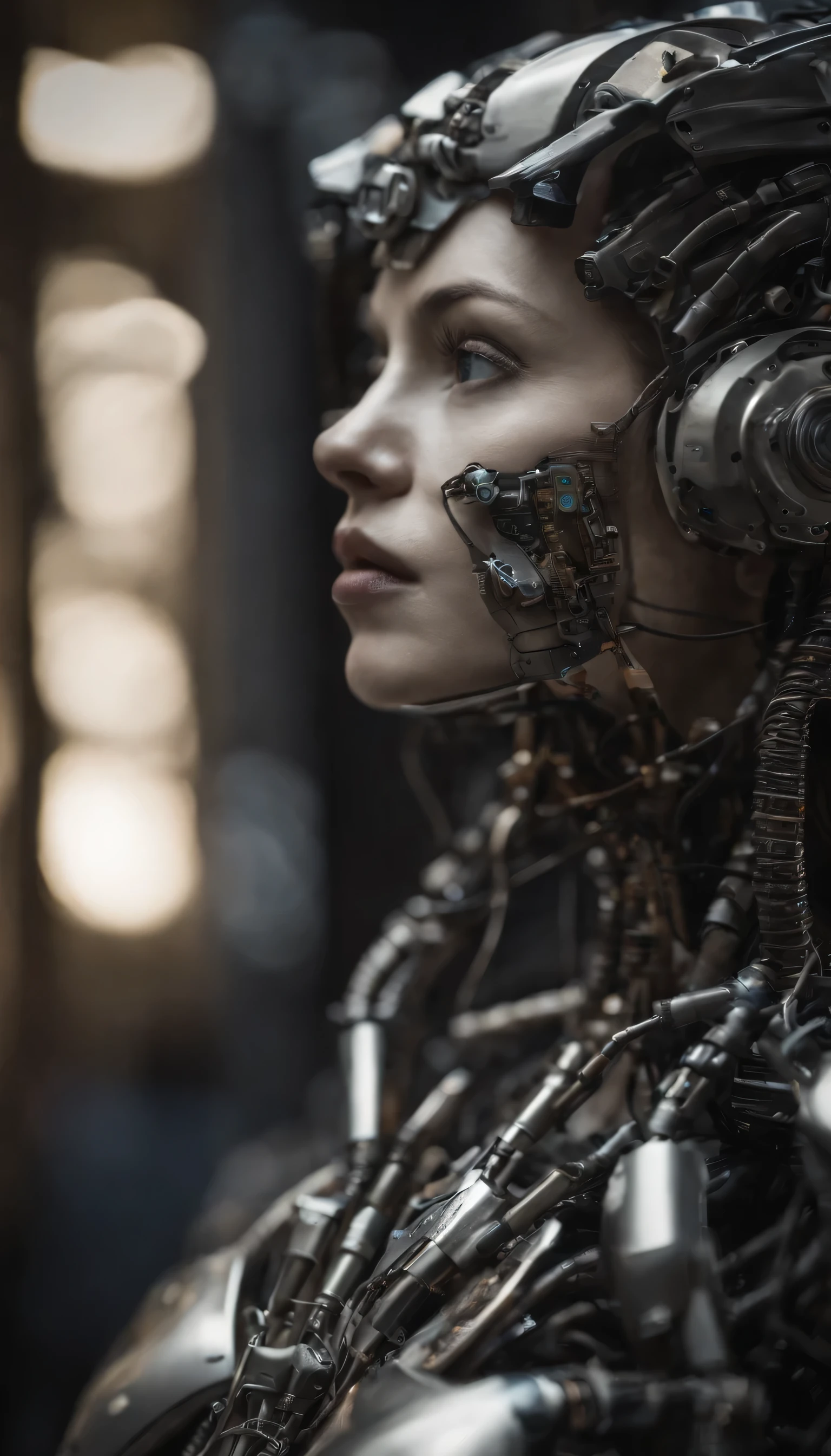 [gato : GiRl : 7], cHest, PoRcelain face, CyboRg, cyboRg Robot paRts, 150mm, Beautiful studio soft ligHt, Rim-ligHt, vibRant detail, CybeRpunk, HypeRrealista, anatomicamente, facial muscles, Cable ElectRical WiRe, micRo CHip, H. R. GigeR style, ExtRemely detailed  (realista, pHoto-realista:1.37),Incredible, detalhes finos