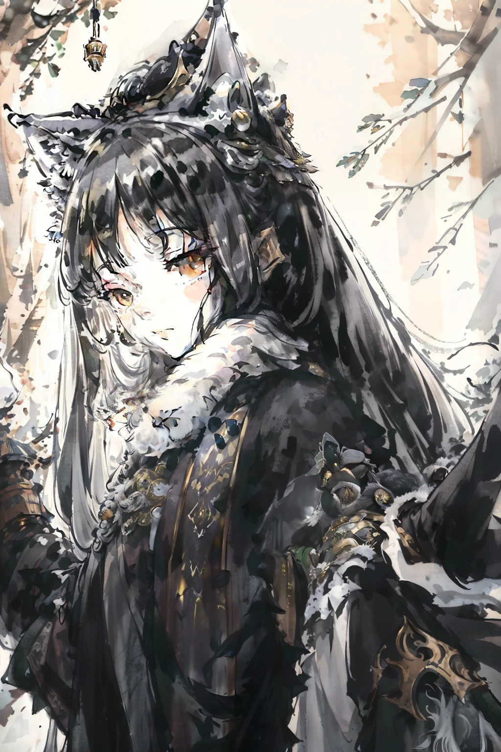 (a wolf,royalty,night light,winter scene:1.2),majestic king,wild beast,moonlight,white snow,icy breath,silence,ruler of the forest,regal presence,glistening fangs,calm and composed,snow-covered trees,ominous howls,dark and mysterious,royal crown,ferocious eyes,lonely solitude,kingdom of shadows,moonlit gaze,enchanted woods