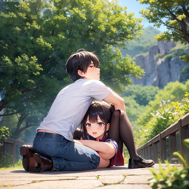 a girl an boy smonging each other