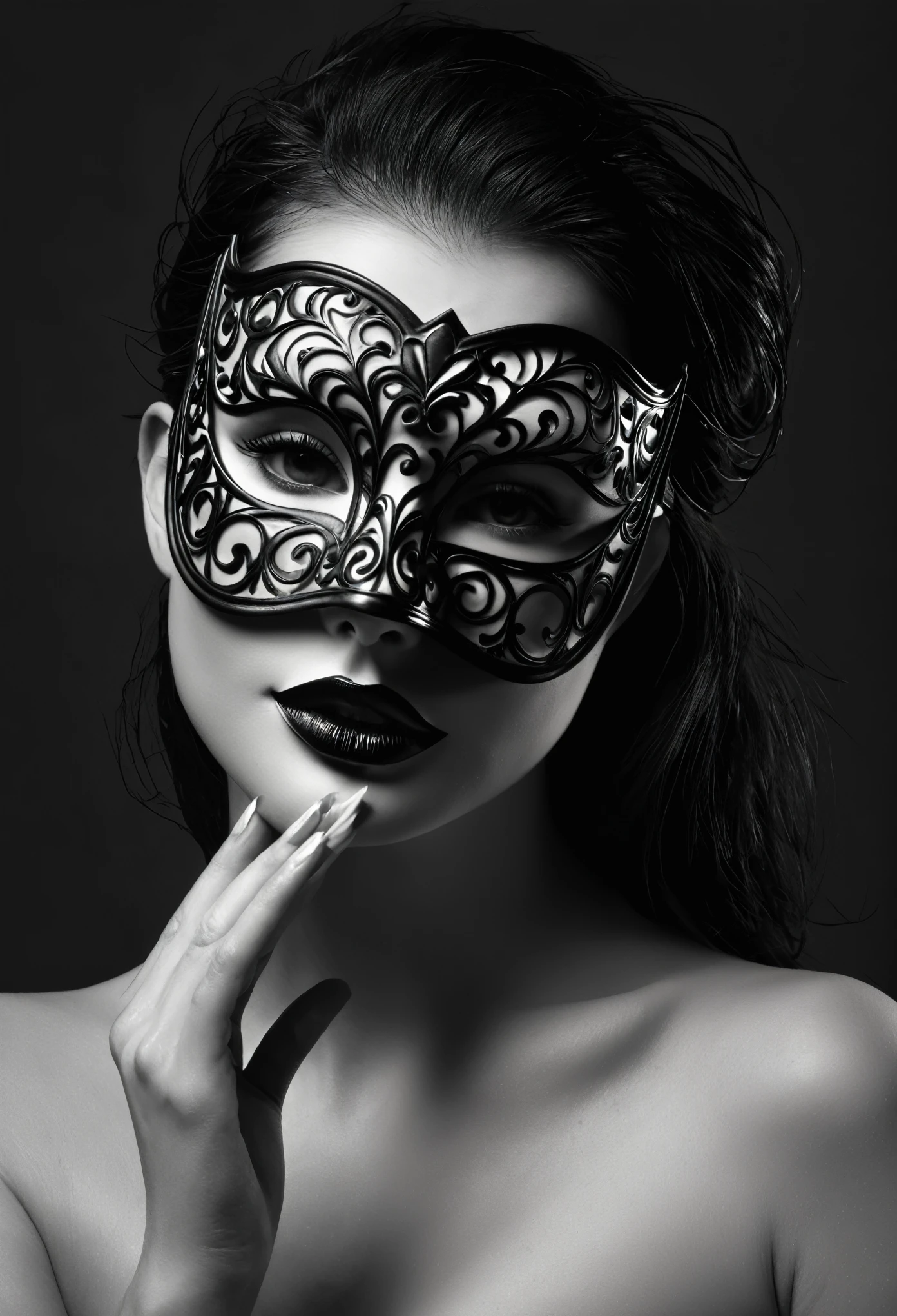 femme avec un masque