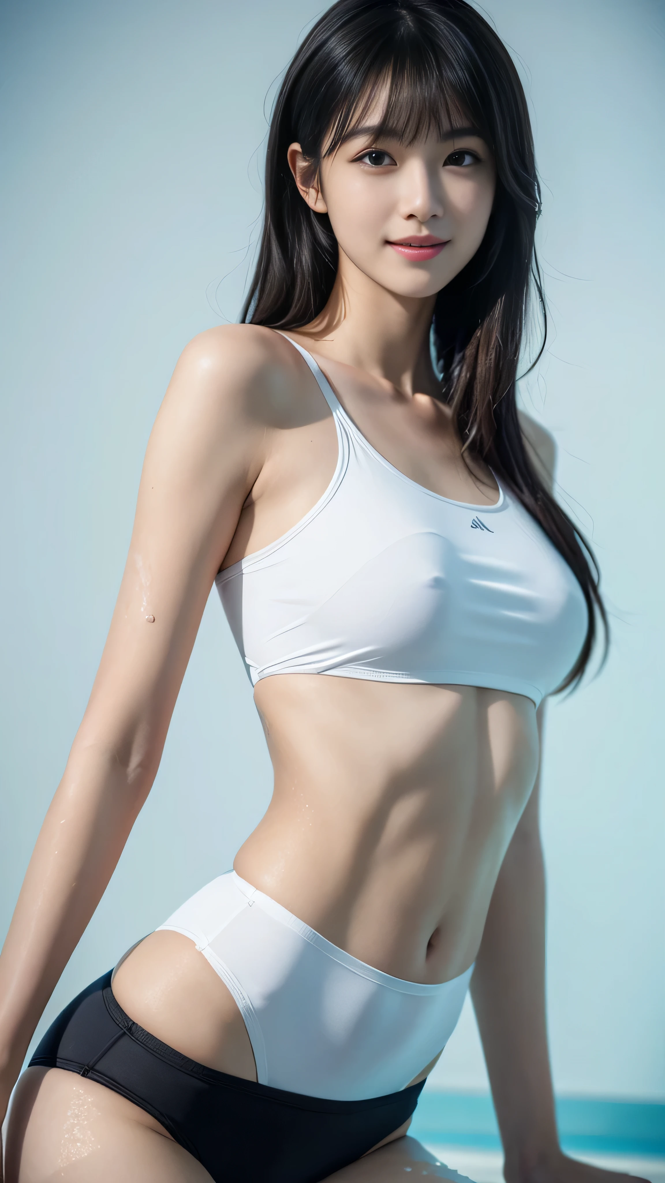 High resolution, Ultra-detailed, Highly detailed CG Unity 8k wallpaper, Realistic, photo-Realistic, RAW Photos, Beautifully detailed face, White skin, Realistic skin, Fine cloth texture, Detailed hair texture, Perfect proportions, Beautiful Face, Accurate, Anatomically correct, Highly detailed face and skin texture, Natural neck length, (Beautiful hands and airy skin:1.2), Thin legs, Thin legs, Fine grain, Symmetrical eyes, Light brown eyes, double eyelid, Thin eyebrows, (Glossy lips:1.4), (Smile of the Goddess:1.2),
break,
(Elegant and cute girl:1.3),
(Medium large breasts), (Slender figure:1.2),
(Hair color is random, Hair length is random, Hairstyle is random), (( Asymmetrical bangs:1.2)), (Upper Body Shot:1.2),
,Bus Guide、night、Cold winter season、The location is a random nice place、outside、The presence or absence of a hat is random.、Swimwear, (Swimwear color is random:1.5), (The area of fabric in swimwear is extremely small:3.0)、Male, (Arms are tied behind the waist:1.5), There are water droplets on the body