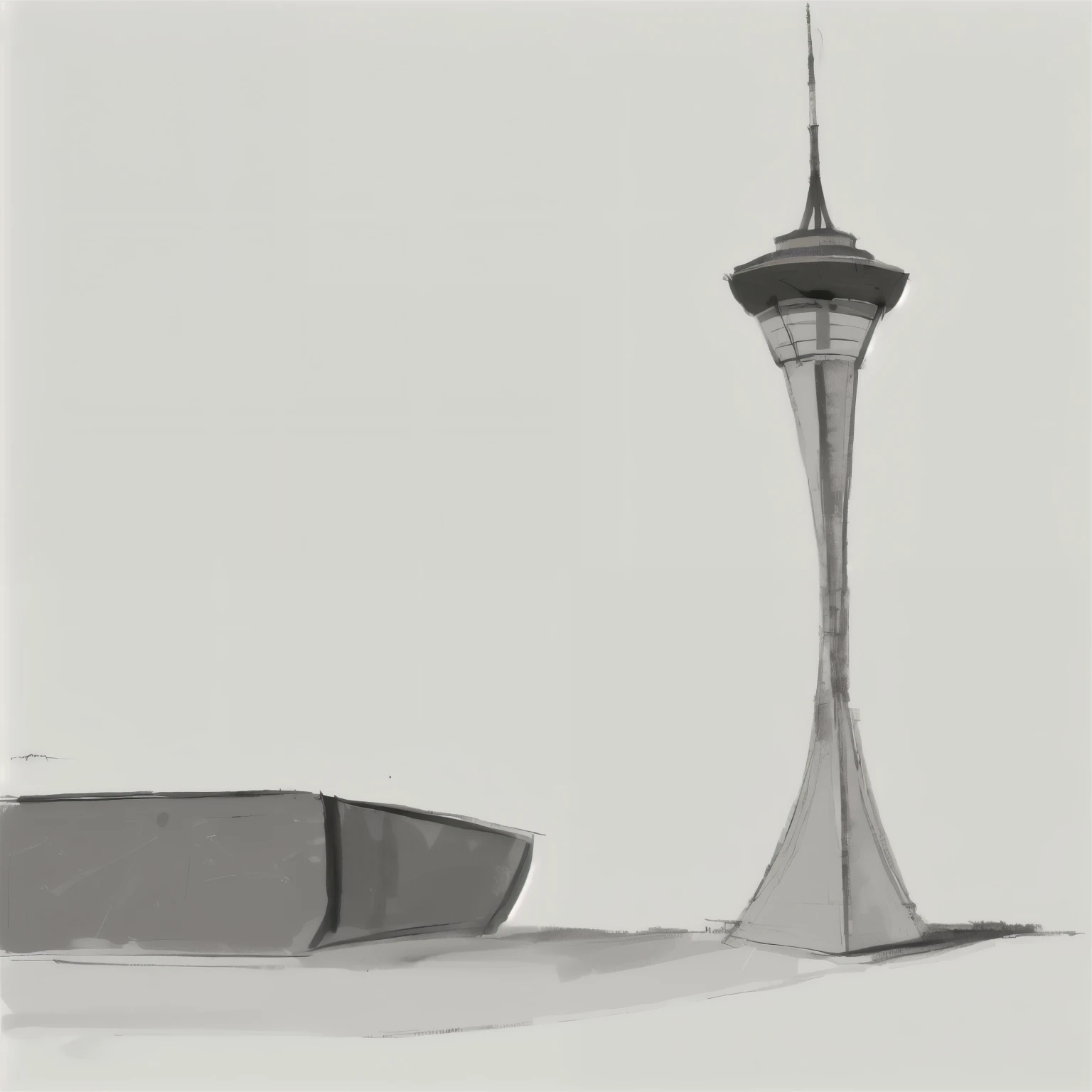 drawing of a tall tower with a clock on top of it, 太空针tower, Seattle, Concept sketch, concept art sketch, concept art rendering, 数字sketch, Concept map, futuristic tower, Concept map, 尖tower, rendering illustration, concept art, concept art, tower, sketch插图, sketch, Digital illustration, cascadia, High-rise buildings, Concept Art