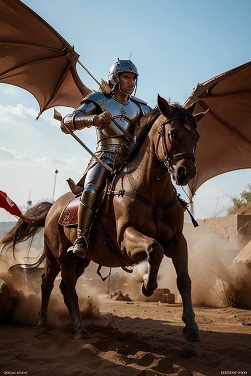 create an image of saint george the warrior fighting the dragon
