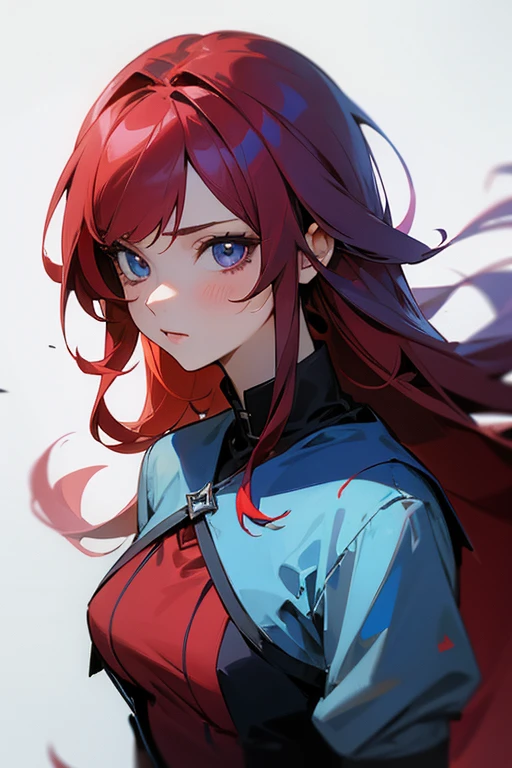 girl, blue red hair(1:2), good and evil