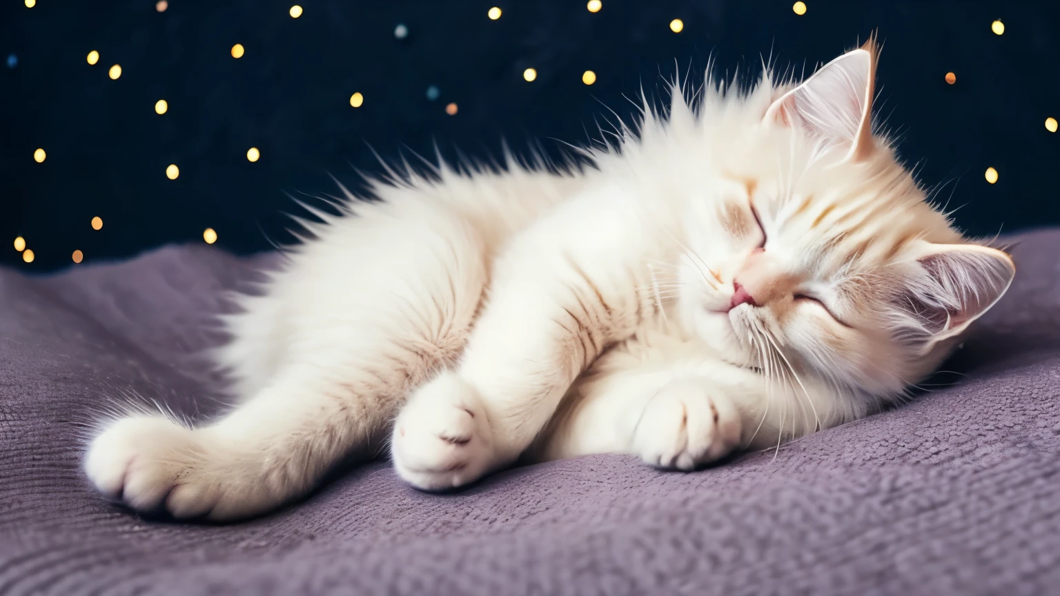  Cat　sleeping happily　Starry Sky　Fluffy fur