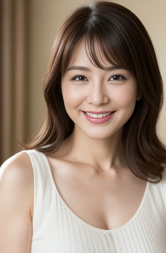 Masseter Film, highest quality, masterpiece, High resolution, realism, Original photo, 8k wallpaper, perfection, Professional Lighting, Very detailed, Written boundary depth, ((Sexy beautiful woman)), ((Sexy 42 year old woman)),, ((smile)), Detailed face, Beautiful Eyes,, bangs, She has big breasts and a nice figure, (Sexy look), Long Hair, (Thick lips), A photo of your face,I smile at you,