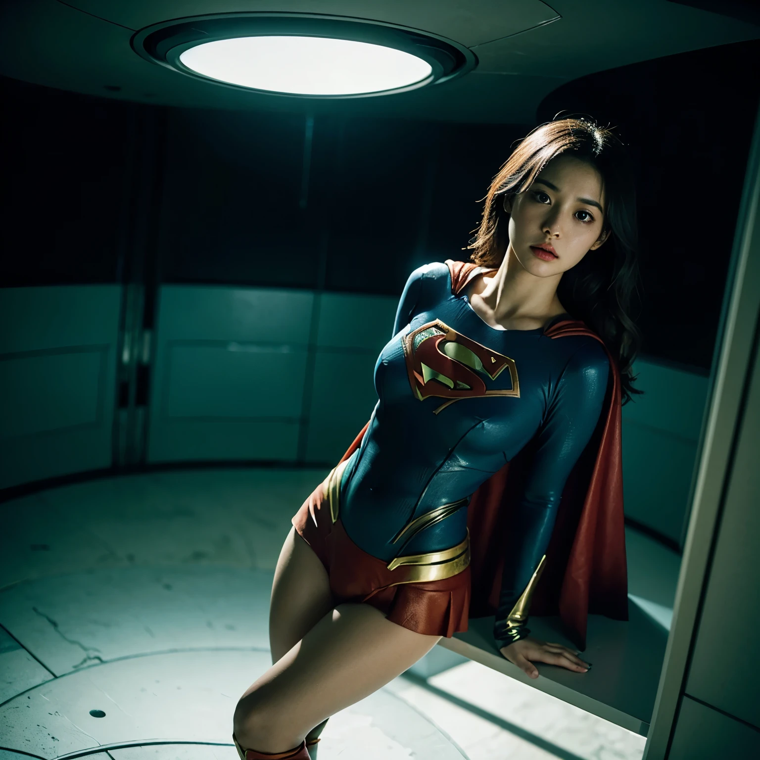 Supergirl、emphasize big bust、Inside an alien spaceship、異星人と闘うSupergirl、(A short green alien:1.2)、(拘束されたSupergirl:)、