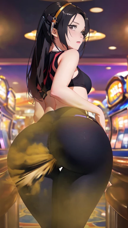 ((velocity)),Attacked by farts, (((Women farting))),(girl farting),velocity,)(a female casino owner),(wearing a sports leggings),(her butt facing screen and bending over)),(ass grab),(blackhair),(anime girl),(Casino),(masterpiece:1.2、top-quality, best-quality)、(the Extremely Detailed CG Unity 8K Wallpapers、ultra-detailed、Best Shadows)、(Detailed background)、(The best lighting、extremely delicate and beautiful)、depth of fields、1girl in、solo、upward looking gaze、