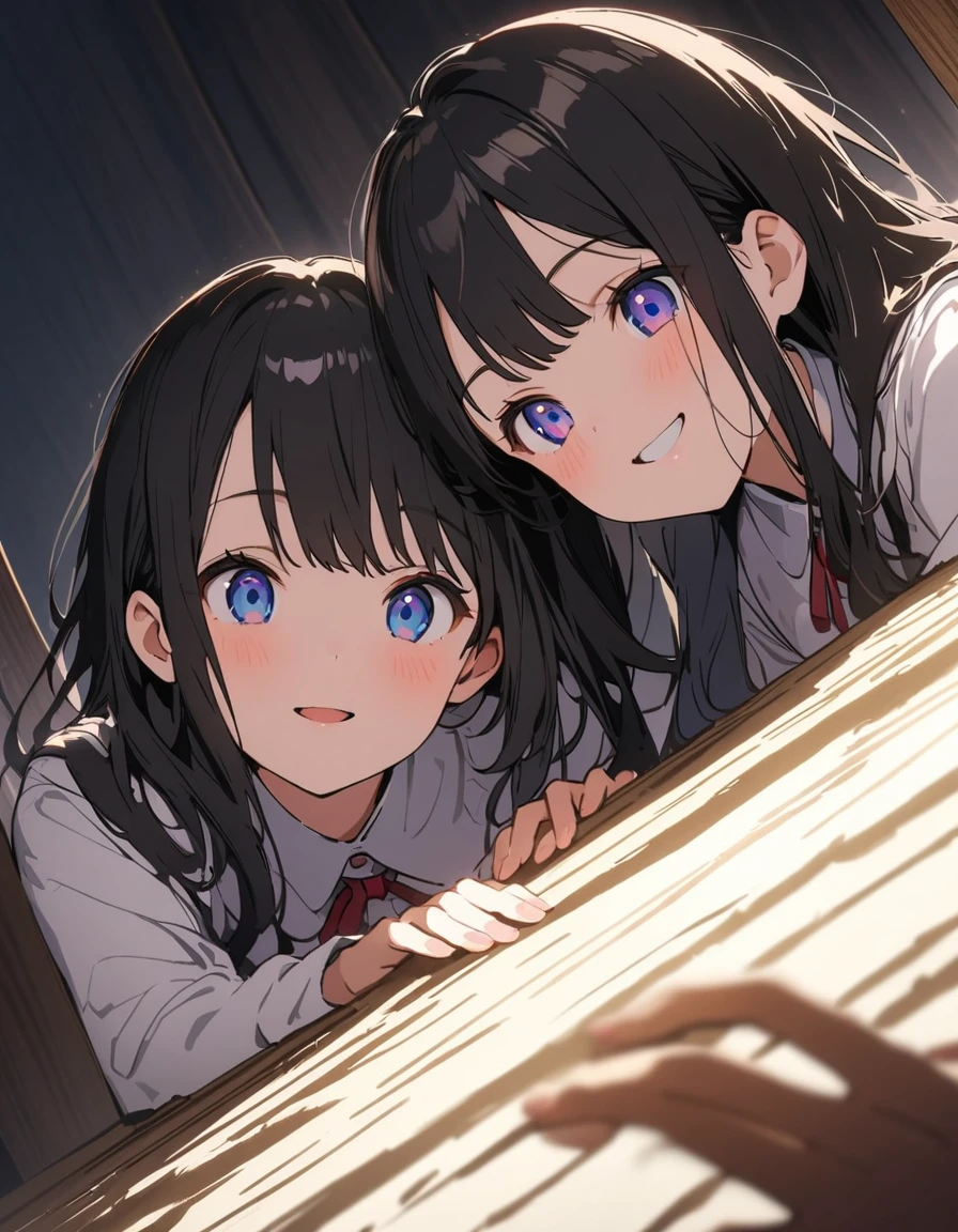 Yuri_white, [[[unfortunate]]],  [[[library]]], [[Tilt]]、lily、Two girls facing each other、Smile lightly、Same-sex romance、(highest quality、masterpiece、High resolution、detailed)、animeスタイル、Flat Style、(Beautiful Eyes, Delicate and beautiful face, ),  BREAK,extremely detailed、High Contrast、Super Detail、(The Shining), Best lighting, Best Shadow、High saturation,Dynamic Angle、anime