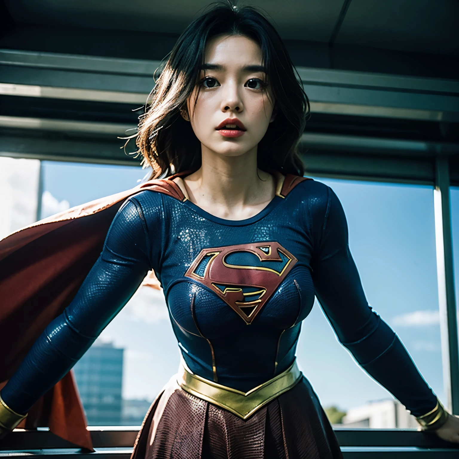 Supergirl、emphasize big bust、Inside an alien spaceship、異星人と闘うSupergirl、(Five short green aliens:1.2)、(拘束されるSupergirl:1.4)、