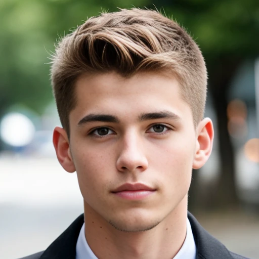 a young jew man badass, light hair, short hair.  focus on face