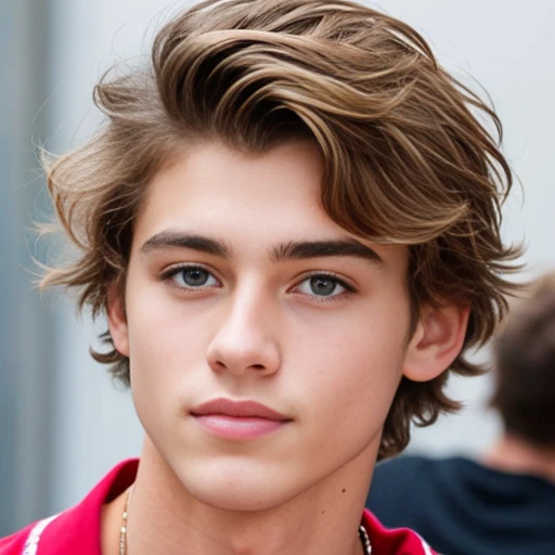 a young heartthrob jew man badass, light hair, short hair. focus on face