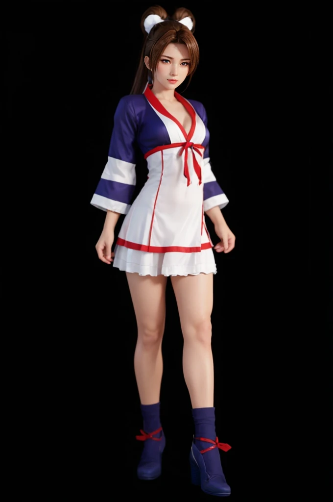 "Mai Shiranui", (best quality,ultra-detailed),(Realistic:1.37), beautiful and detailed face, Ultra-realistic texture, delicate face, athletic body, 4k ultra-HD.