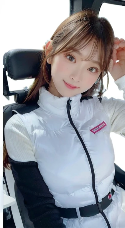 An innocent 20-year-old girl、((White tank top, Dramatic Pose)),smile,BREAK (Spacecraft control room background):2,、BREAK RAW Photos, (8k、highest quality、masterpiece:1.2)、(Intricate details:1.4)、(Photorealistic:1.4)、Octane Rendering、Complex 3D rendering with ultra-detail, Studio Soft Light, Rim Light, Vivid details, Super Detail, Realistic skin texture, Detailed aspect, Beautiful details in the eyes, Highly detailed CG Unity 16k wallpaper, compensate, (Detailed Background:1.2), Glowing Skin, whole body、(astrovest):2,(black long sleeves):5,headphone,smartwatch,((Standing with hands behind back、Leaning forward、Angle from above))