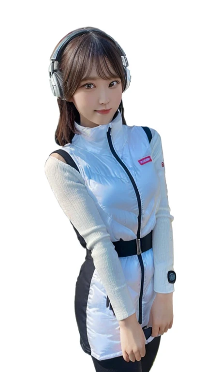 An innocent 20-year-old girl、((White tank top, Dramatic Pose)),smile,BREAK (Spacecraft control room background):2,、BREAK RAW Photos, (8k、highest quality、masterpiece:1.2)、(Intricate details:1.4)、(Photorealistic:1.4)、Octane Rendering、Complex 3D rendering with ultra-detail, Studio Soft Light, Rim Light, Vivid details, Super Detail, Realistic skin texture, Detailed aspect, Beautiful details in the eyes, Highly detailed CG Unity 16k wallpaper, compensate, (Detailed Background:1.2), Glowing Skin, whole body、(astrovest):2,(black long sleeves):5,headphone,smartwatch,((Standing with hands behind back、Leaning forward、Angle from above))