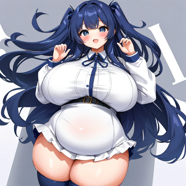 A Cute and Extremely Plump Young Girl, with Overwhelmingly Huge Oversized Breasts, and Ridiculously Thick Thighs, Biggest Breasts, Thickest Thighs,