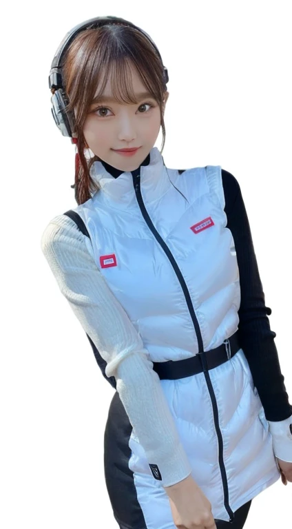 An innocent 20-year-old girl、((White tank top, Dramatic Pose)),smile,BREAK (Spacecraft control room background):2,、BREAK RAW Photos, (8k、highest quality、masterpiece:1.2)、(Intricate details:1.4)、(Photorealistic:1.4)、Octane Rendering、Complex 3D rendering with ultra-detail, Studio Soft Light, Rim Light, Vivid details, Super Detail, Realistic skin texture, Detailed aspect, Beautiful details in the eyes, Highly detailed CG Unity 16k wallpaper, compensate, (Detailed Background:1.2), Glowing Skin, whole body、(astrovest):2,(black long sleeves):5,headphone,smartwatch,((Standing with hands behind back、Leaning forward、Angle from above))