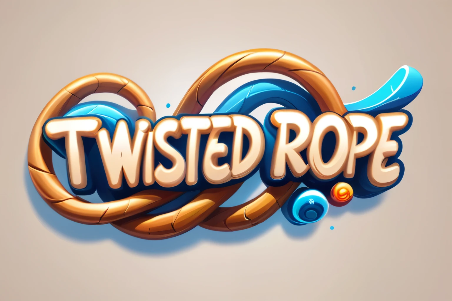 best quality, masterpiece, "TWISTED-ROPE-3D" text logo:1.5, a cute, colorful and fun logo for mobile casual game, spatial warped illustration, 3d embossed text, outline, professional graphics, vector art, simple background