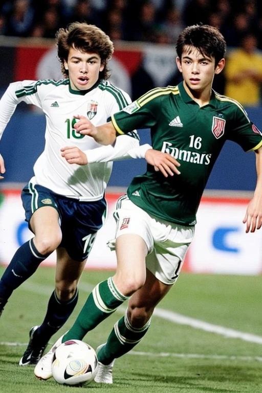 crie uma imagem de um jogador de futebol jovem de . camisa branca , cabelos loiros com franja, do olhos verdes