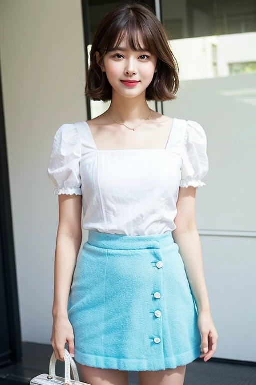 2. Fluffy Short-sleeved Dress: Fresh and Sweet

If you want to look more playful and cute, this fluffy style will make you feel even happier: the A-line silhouette can better hide and accentuate your body shape problems, while the soft and cute colors and fluffy skirt hem can further highlight a woman's romanticism. This combination is the most comfortable to wear in summer.
