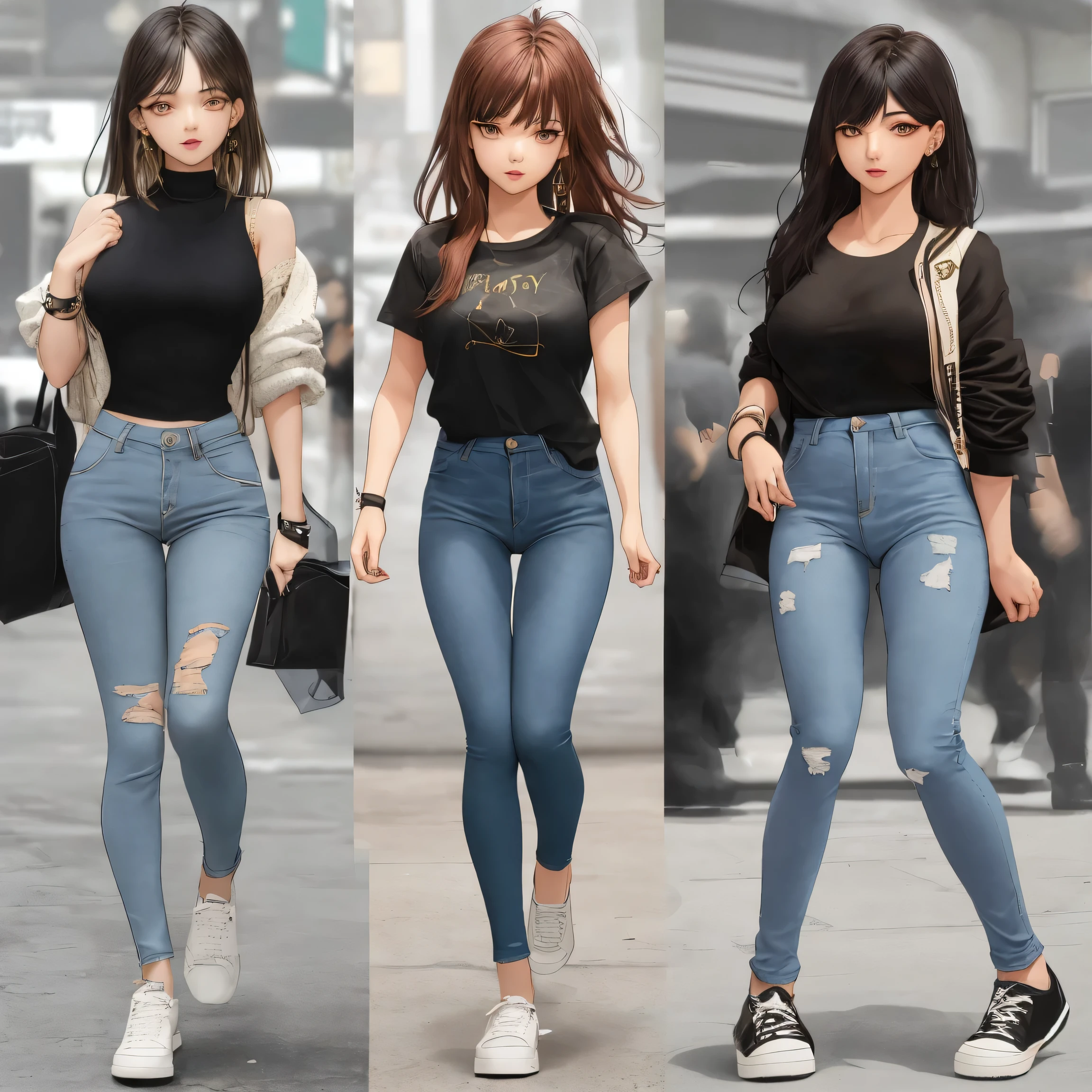 A 21-year-old idol wearing skinny jeans。