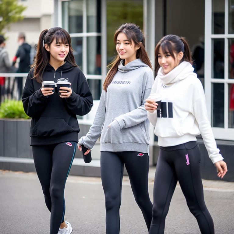 Girls in leggings jogging