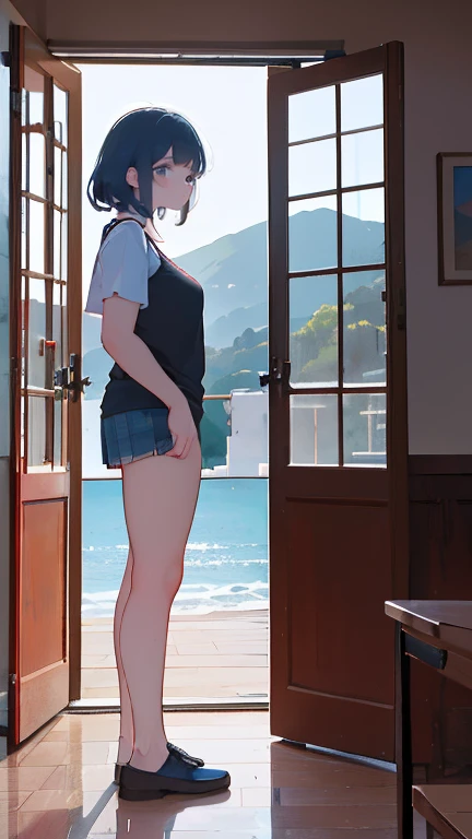 (obra de arte:1.2, Maximum quality), (realista, photorealista:1.4), beautiful illustration, (natural side lighting, film lighting), NSFW,
olhando para o espectador, foco facial, tronco, 1 garota, Japanese, high school girl, rosto perfeito, beautiful and symmetrical face, pele brilhante,
(Cabelo longo:1.5, cabelo liso:1.4, roxo escuro hair), cabelo sobre um olho, roxo escuro, chicote de olhos longo, (seios grandes, coxas sedutoras, bunda grande), Endurecimento do mamilo, delgado,
Cabelo bonito, rosto bonito, lindos olhos detalhados, beautiful collarbone, Corpo bonito, lindo peito, linda coxa, lindas pernas, lindos dedos,
((Textura detalhada de tecido, camisas de gola branca de manga curta, mini saia plissada azul marinho), gravata vermelha escura),
(beautiful scenery), noite, (sala de aula da escola), Carteira escolar, cadeira escolar, janela, cortinas, quadro-negro, standing, (chateado),