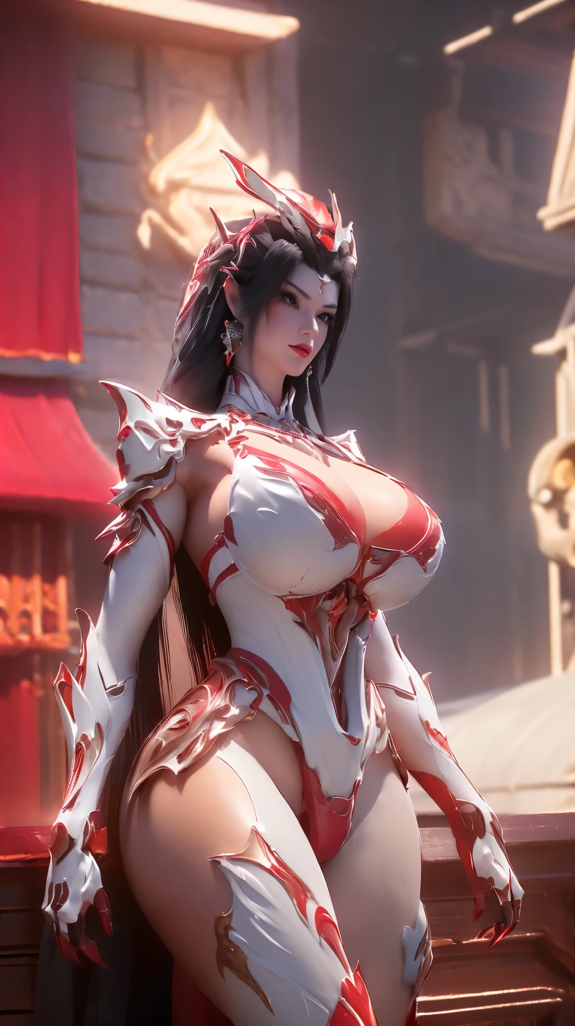 A BUSTY MILF, CLOSE UP UPPER BODY,SOLO,(BLACK STRAIGHT HAIR), (MASSIVE FAKE BOOBIES,CLEAVAGE TOP,MUSCULAR ABS:1.5), ((WEARING OUTFIT MECHA (LED RED,WHITE,BLACK SNINY),BIKINI ARMOR SUIT:1.5)),(CURVY VOLUPTUOUS BODY SHAPE:1.5), (SWEAT BODYSKIN:1.5), (LOOKING AT VIEWER:1.6), (BACKGROUND FUTURISTIC SPACE STATION:1), (PHOTOREALSITIC:1.4), (ULTRA-DETAILLIERT), (TOP-QUALITY), (BEST SHADOWS), BRIGHT LIGHT IN ROOM, HYPER TEXTURE, (4X MSAA), ((UNREAL ENGINE 5 RENDER)), PHYSICALLY-BASED RENDERING, ULTRA HIGHT DEFINITION, 16K, 1080P.