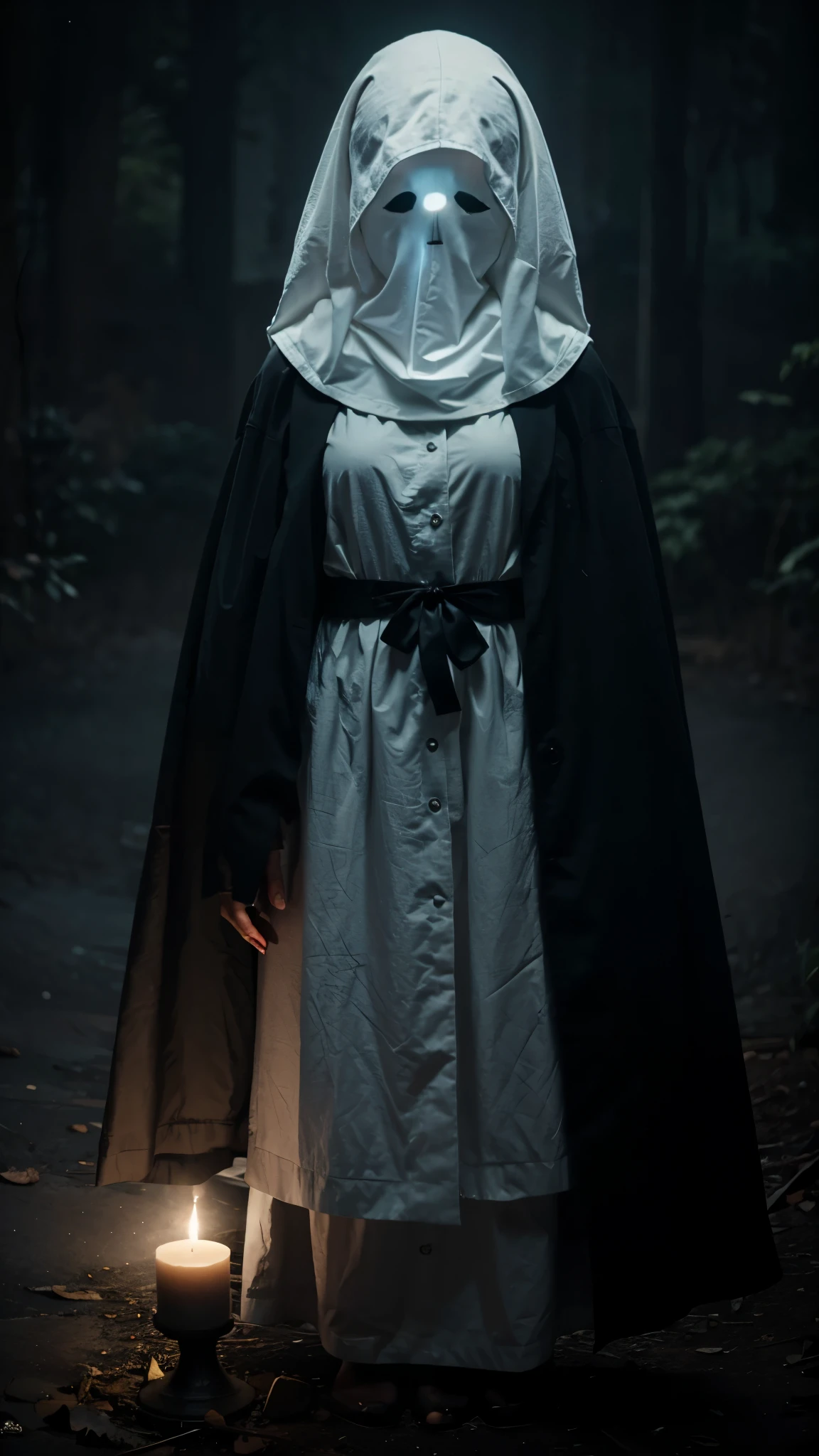 An image of a mysterious ghost and deep colors 