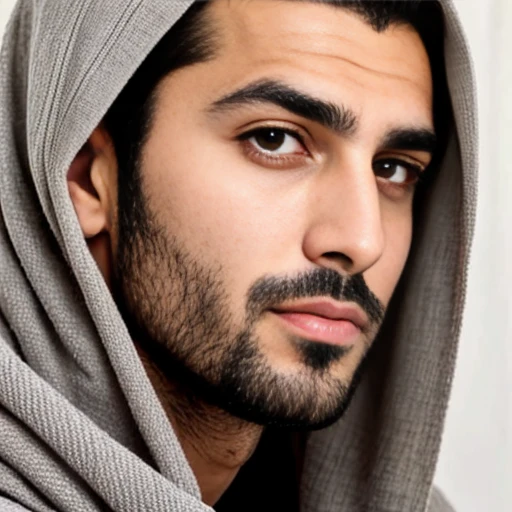 Man with beard and headscarf, saadane afif, Inri Cristo, emad mostaque, profile image, Prophet Elijah, mohamed chahin, inspired by Jesus Christ Mohamed Reda, profile picture 1024px, very low quality image, Moises