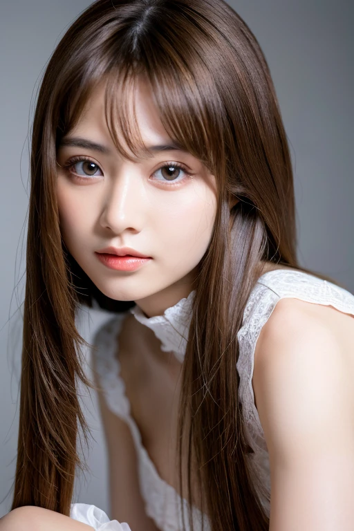 (RAW Photos:1.2), (Realistic:1.4),Beautiful detailed woman,非常にDetailed eyesと顔, Detailed eyes, Super detailed,High resolution, Very detailed,highest quality,Awareness-raising,Unified,8K Wallpaper,masterpiece,highest quality,One girl，alone、Long white hair，Brown Hair，High heels，Black Pantyhose