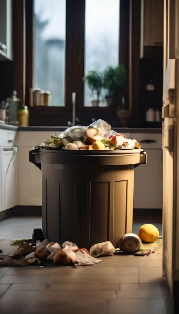 trash at kitchen
